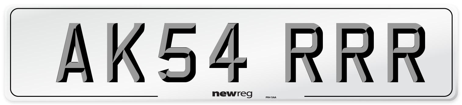 AK54 RRR Number Plate from New Reg